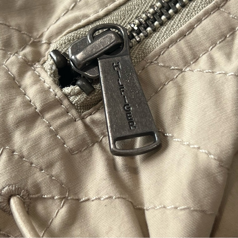 Tommy Hilfiger Trench Coat Belted Jacket Hidden Hood Beige Tan Medium M - Picture 8 of 17
